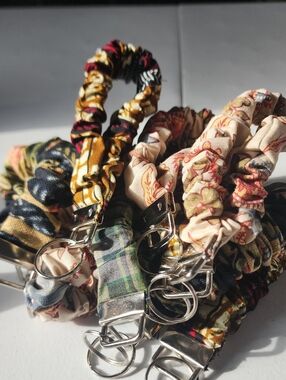 Fabric Scrunchie Keychain Wristlet - Multicolor 10 For 20